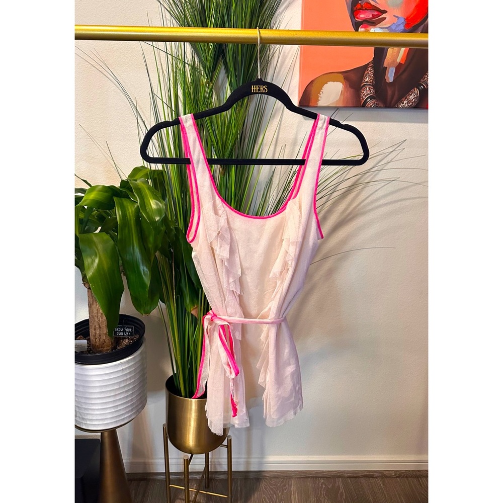 J. Crew Pink Neon Piping Stretch Knit Top  - Size 4
